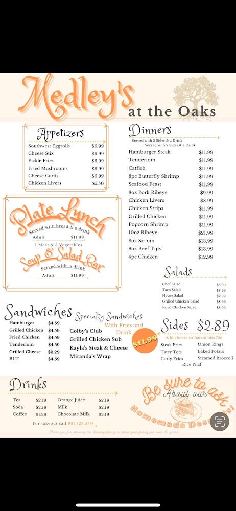 Medleys Diner at the Oaks Menu image 3